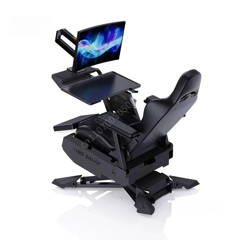 Standing Desk - สถานีเล่นเกมแบบปรับเอนได้, เก้าอี้คอมพิวเตอร์ตามหลักสรีรศาสตร์พร้อมขาตั้งจอปรับระดับได้และถาดวางแขน