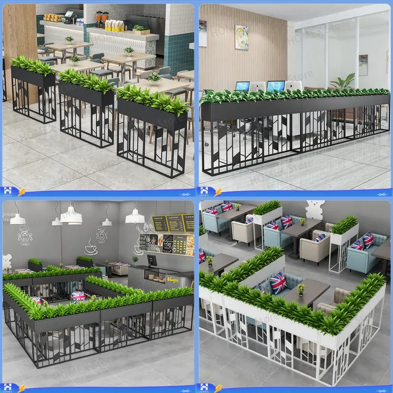 Partition Screen Divider - ฉากกั้นห้องเหล็กดัดสไตล์อุตสาหกรรม ชั้นวางของ ฉากกั้นสำนักงาน ที่วางต้นไม้ ชั้นวางดอกไม้ติดผนัง ของตกแต่งร้านอาหาร