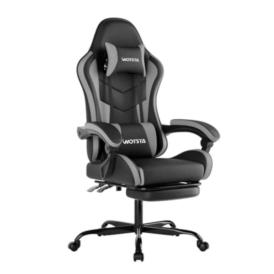 Office Stool - เก้าอี้สำนักงานสำหรับเล่นเกม ออกแบบตามหลักสรีรศาสตร์ พร้อมที่พักเท้า ดีไซน์สปอร์ตสีดำ เพื่อเพิ่มความสบายและการรองรับที่ดีขึ้น