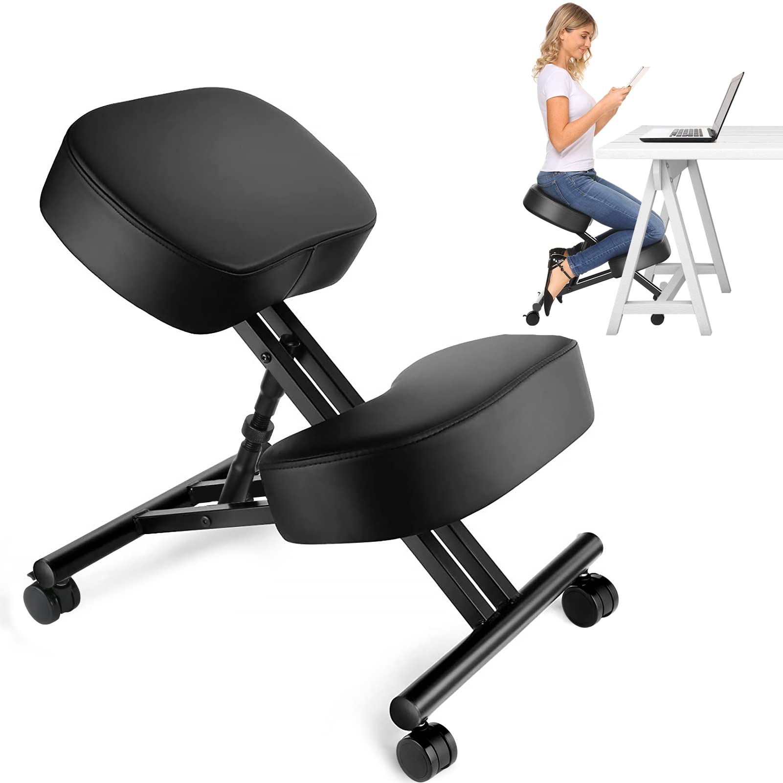 Office Chair - เก้าอี้นั่งคุกเข่าตามหลักสรีรศาสตร์สำหรับสำนักงาน เก้าอี้ปรับระดับได้สำหรับบ้านและสำนักงาน - ปรับปรุงท่าทางของคุณด้วยที่นั่งแบบเอียง