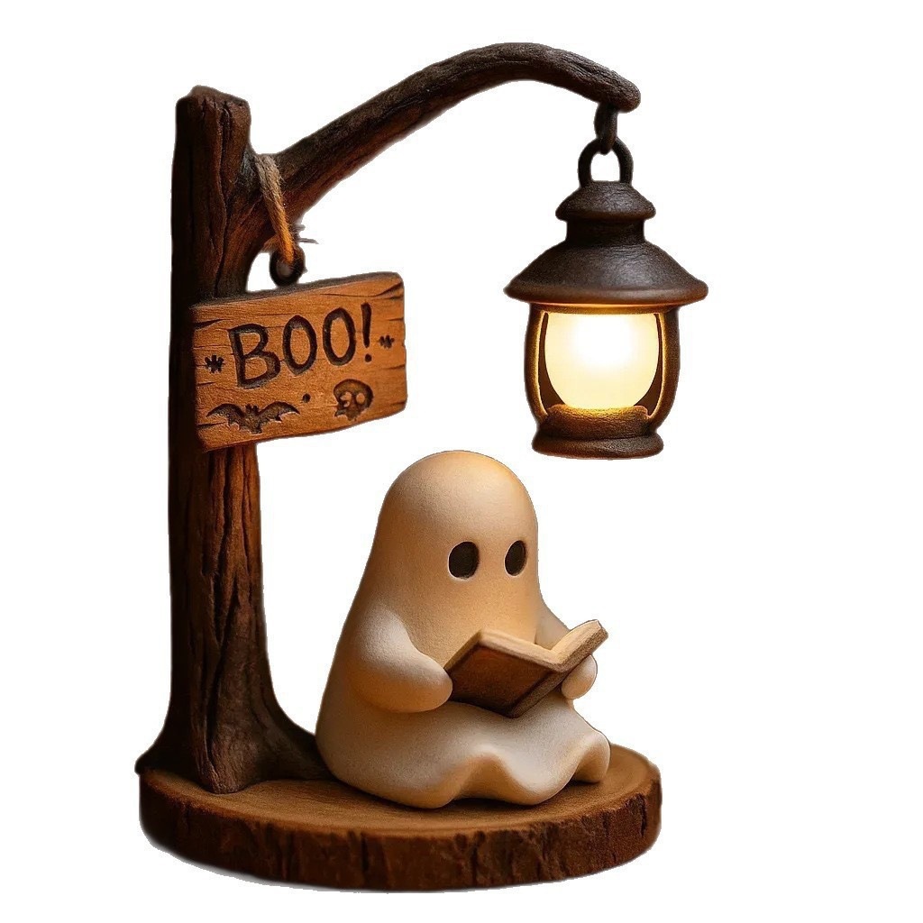Desk Lamp - โคมไฟอ่านหนังสือรูปผี ขนาด 4.3x3.14x6.3 นิ้ว ทำจากเรซิน ไฟกลางคืนสุดหลอนสำหรับวางบนชั้นหนังสือ