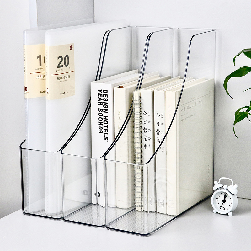 File Cabinet - อะคริลิค A4 กล่องเก็บเอกสารสําหรับเอกสารพลาสติกกระดาษแฟ้ม Organizer แนวตั้งนิตยสาร Rack